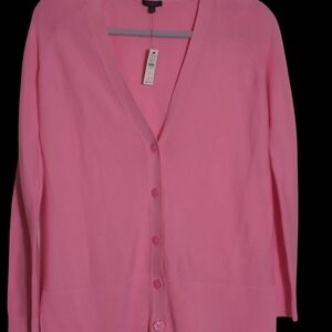 Talbots Small Pink Button-Up V Neck Cardigan NWT Preppy Business Casual Feminine